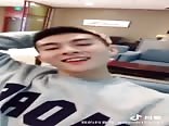 Handsome chinese guy jerks and sings