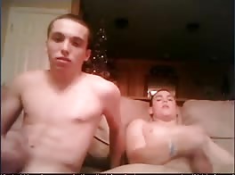 Two boys cum hard for xmas