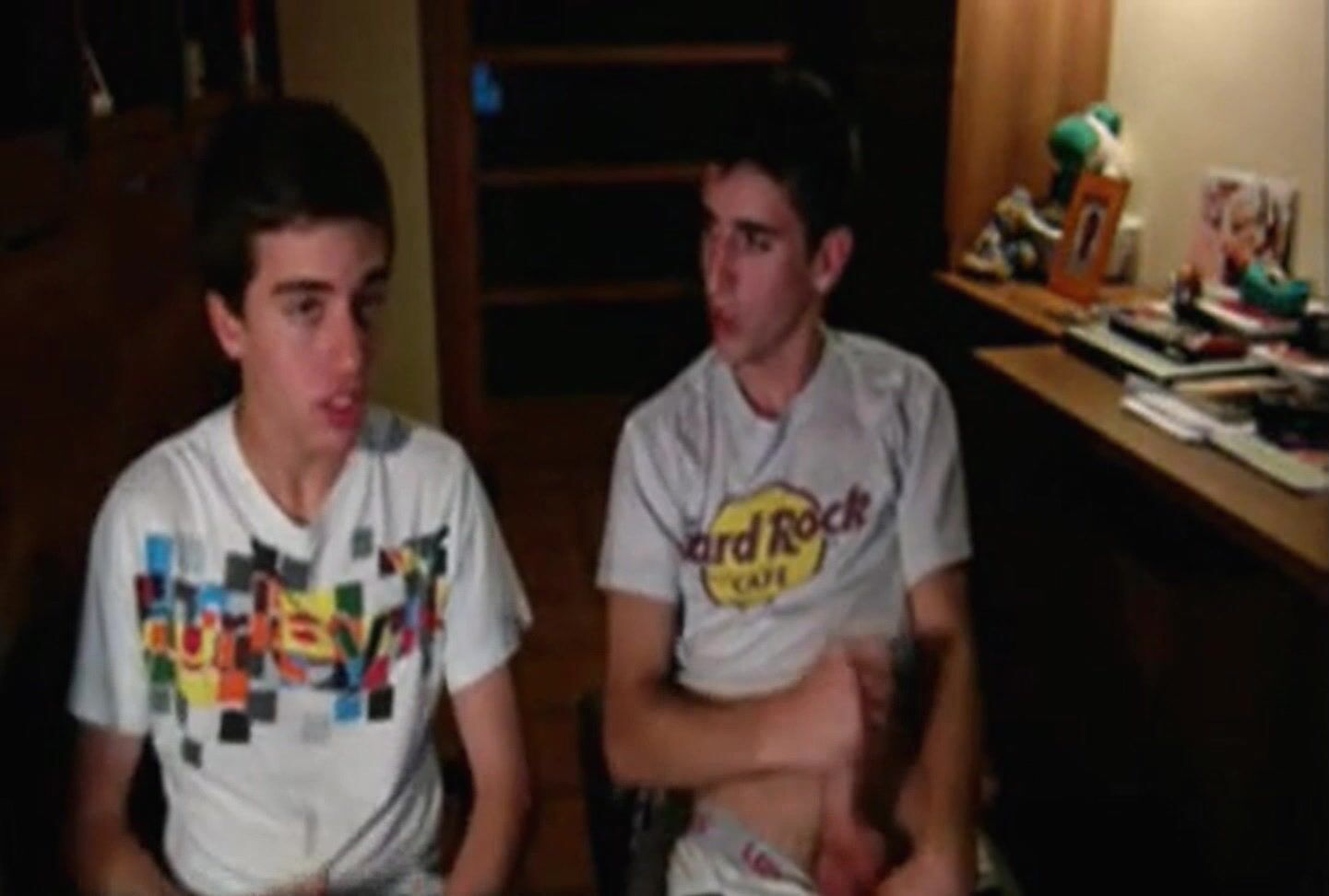 2 bros jerk off with hot webcam girl