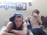 High school buddies masturbate on bed