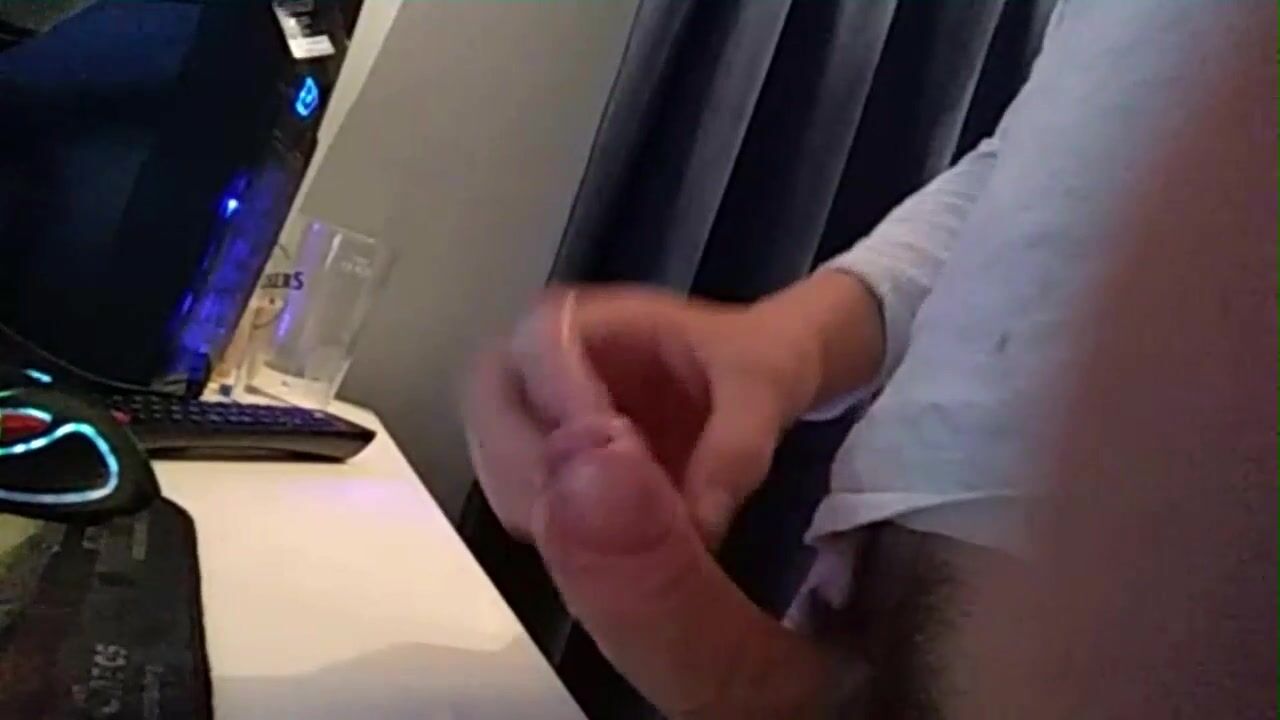 Curved cock boy shoots his load nice