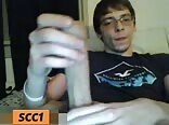Nerdy twink strokes 9 inch cock to climax