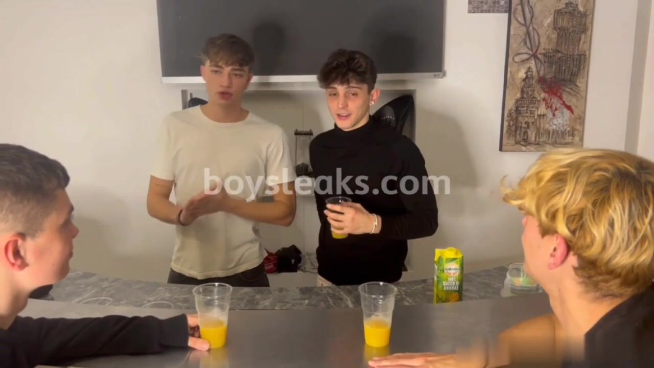 Twinks in intense foursome group sex