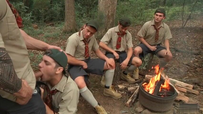 Scout group bareback orgy in the woods