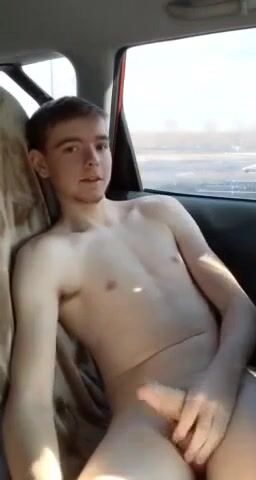 Twink nude in car