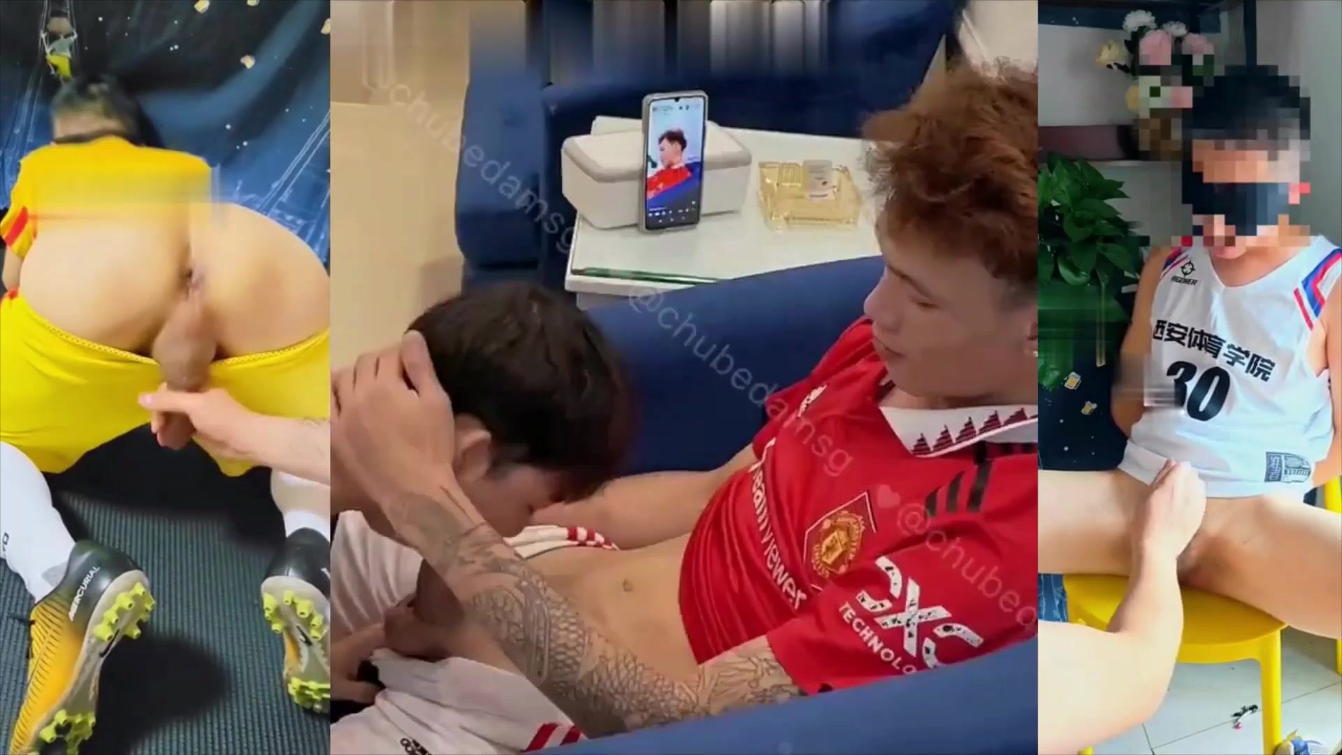 Football jock jerks twink cock till he cums