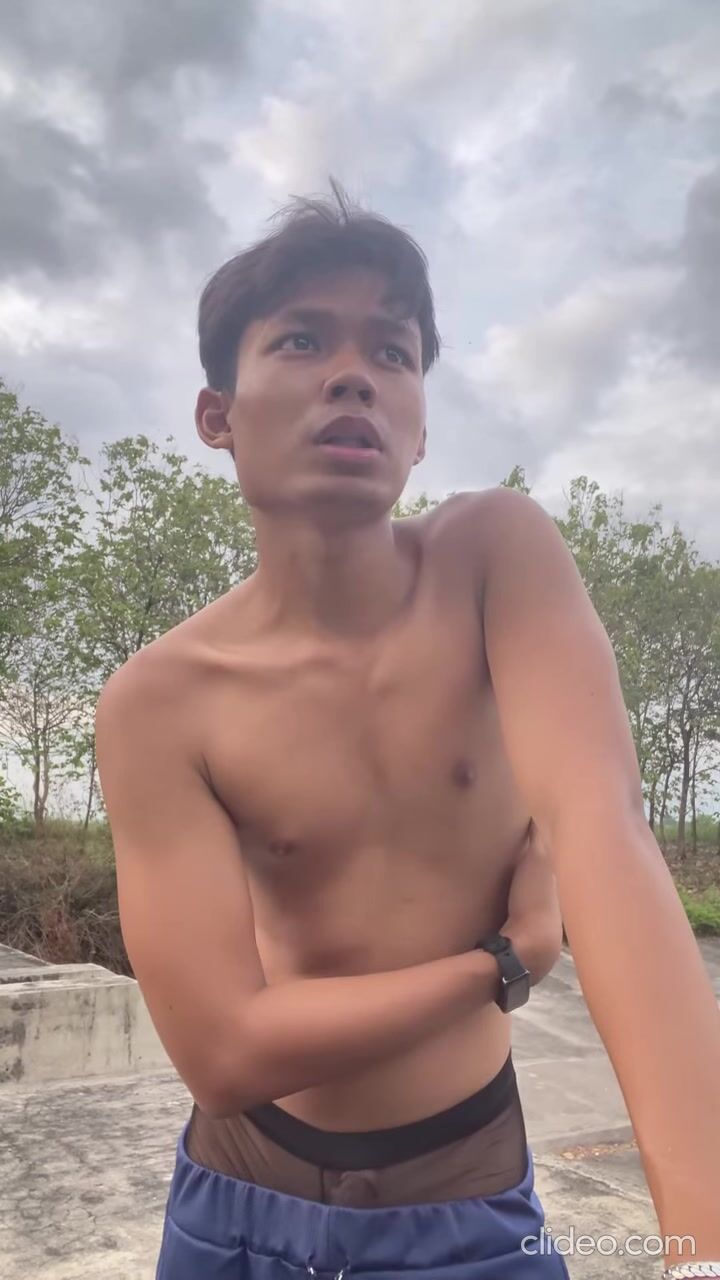 Indonesian twink tries on briefs