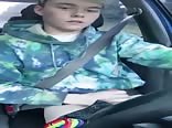 Teen boy wanks hard while driving