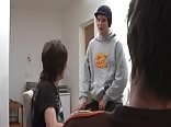 Teen boys have fun together