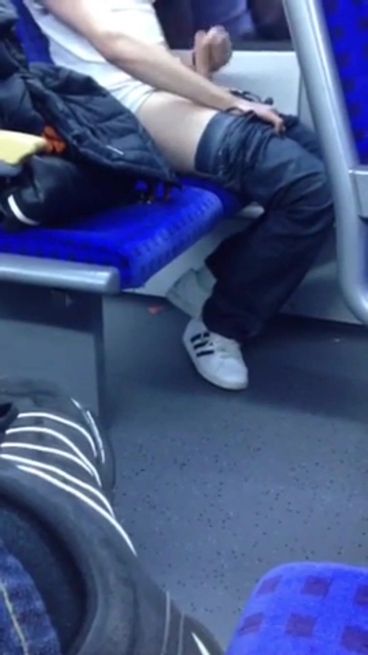 Twink plays cock on bus