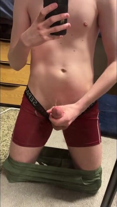 [abx][2][155] - college jock twink cumming on dorm mirror huge load