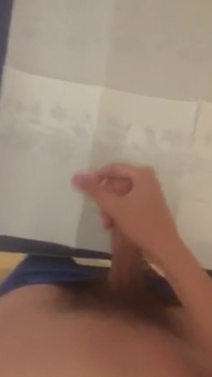 Teen cums on table