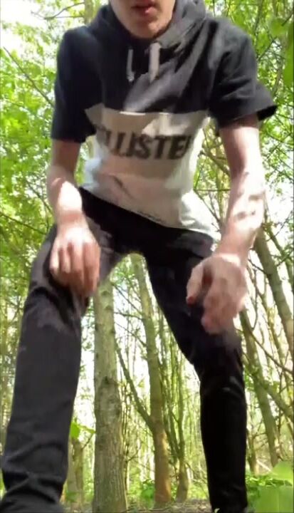 Adidas forest fuck ends in horny sperm mixture