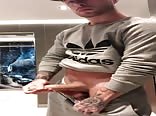 Adidas boy cums hard in gay porn video