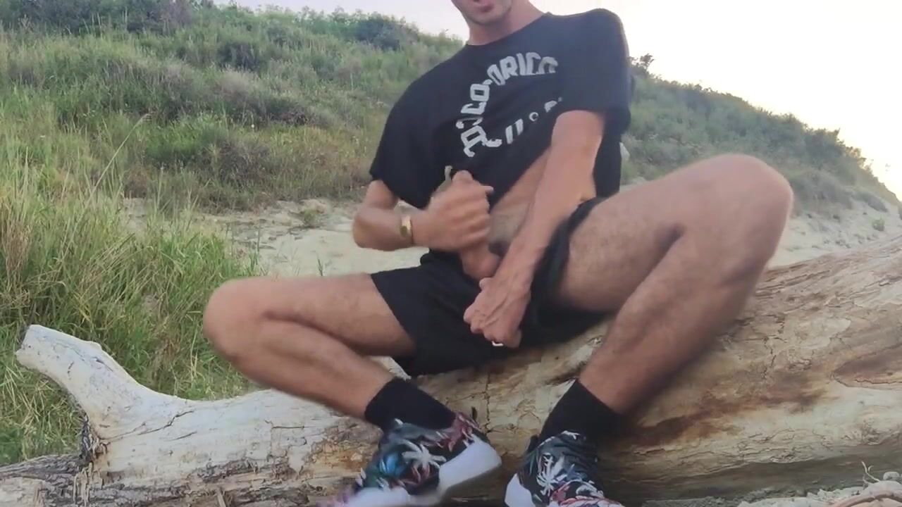 Ahv-hd - big dick strip, jerk, and cum at beach