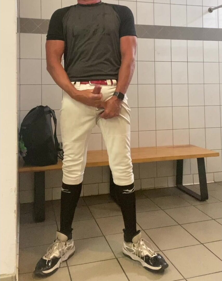 Alpha baseball player jockdad87 shoots his jock cum in the locker room