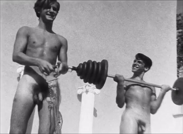 Vintage twink reitet muskel-daddy blank