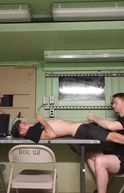 Army dude gets drained by buddy boys