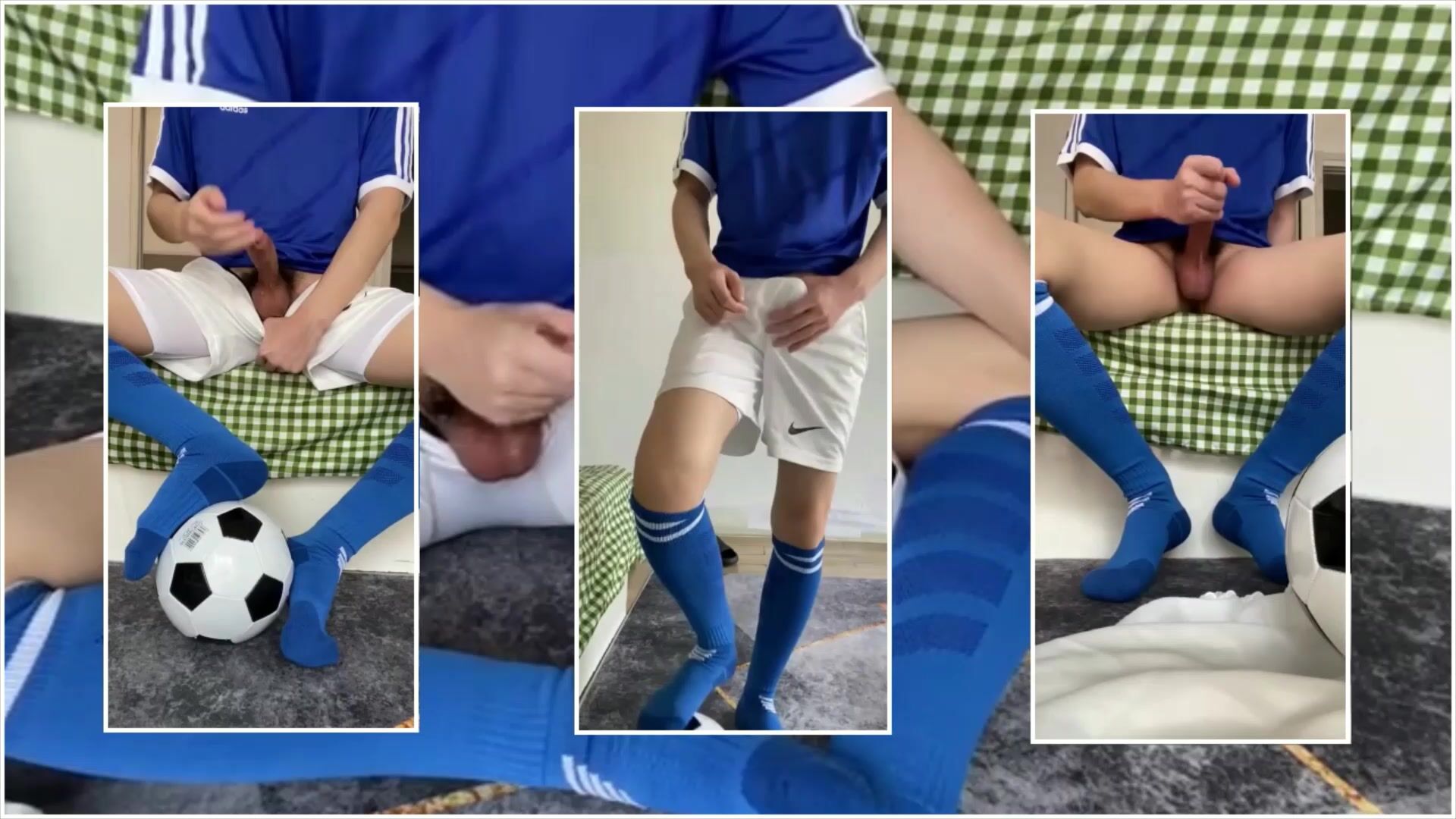 Asian amateure teen with homemade cum video in blue soccer kit and ...