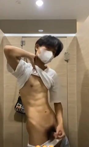 Asian boy unloads in shopping mall toilet