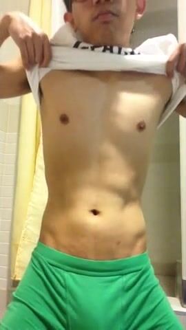 Cute asian boy wanks and cums hard