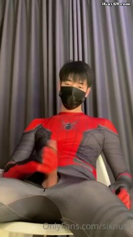 Asian spiderman cums