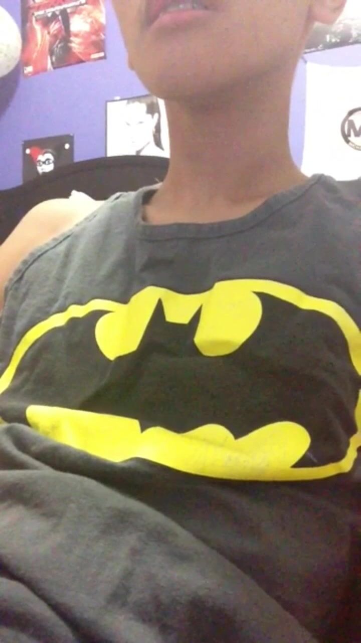 Asian teen squirts cum on shirt