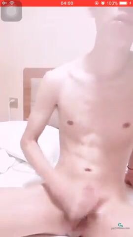 Asian teen wanks and cums hard
