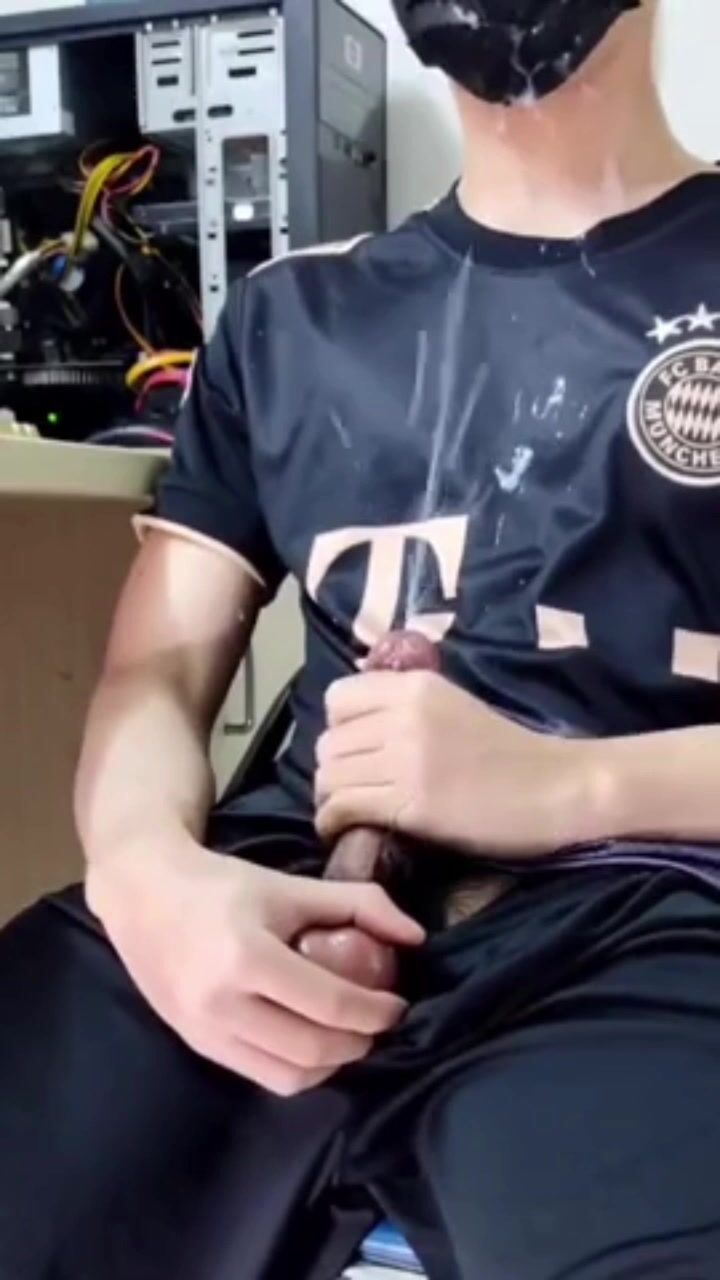 Asian twink cums hard in soccer kit