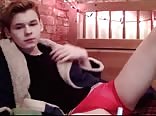Twink jerks off playing with ass