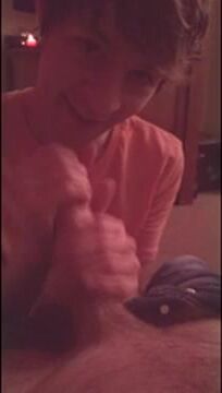 Awesome teen blowing friend