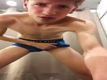 Changing room jack off and cum session