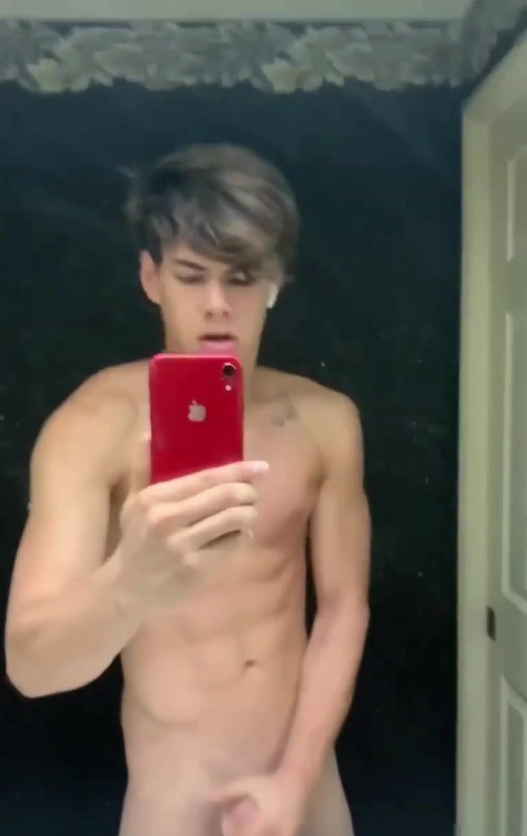 Bathroom twink wank cum solo
