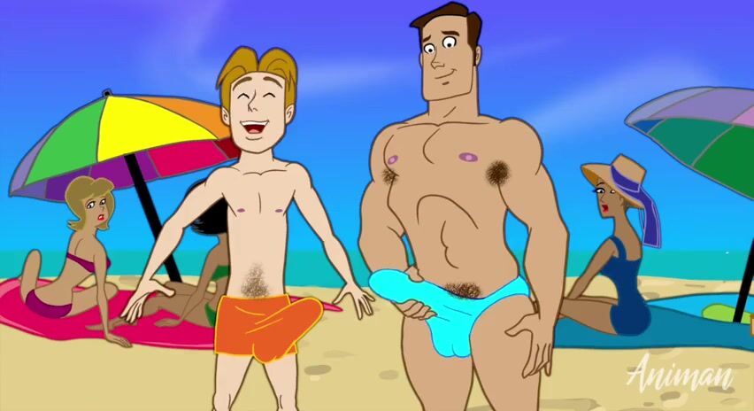 Beach twinks & muscle daddy bareback cock fun
