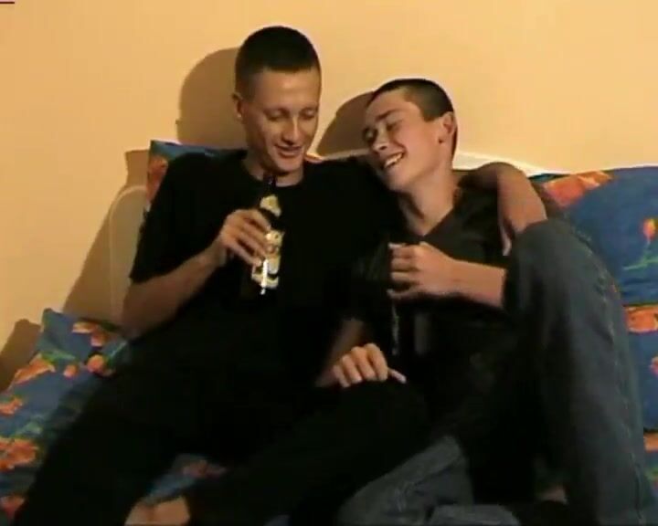 Twink beer buddies bareback in bedroom