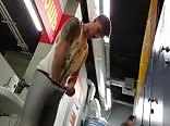 Locker room cock show by big dick guy