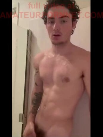 Big dick amateur twink jerking off masturbating before class