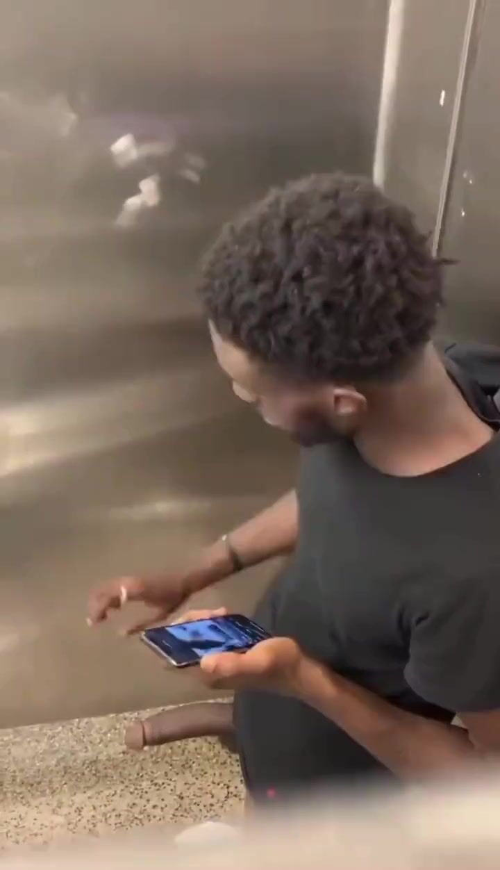 Black stud jerks big dick and cums in elevator