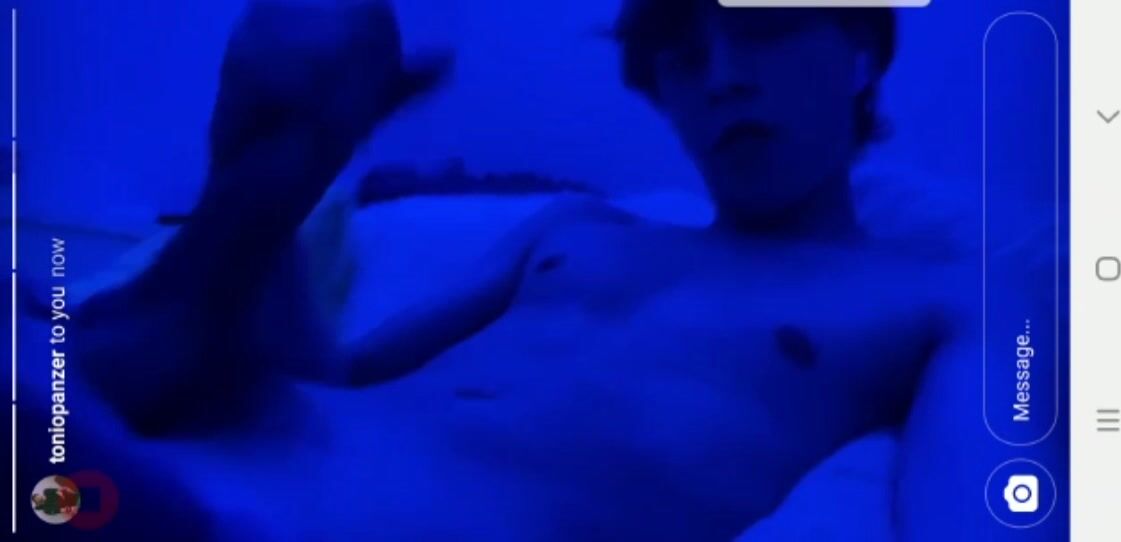 Twink strokes his thick cock