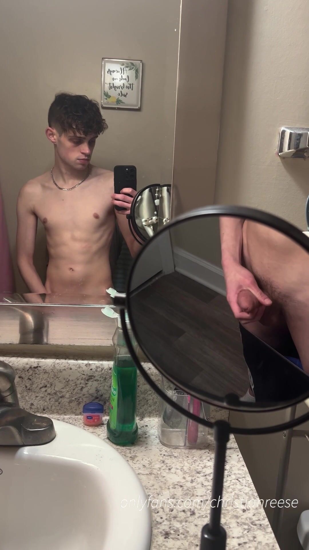 Christian twink cums hard in bathroom