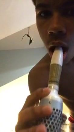 Black twink sucks daddy’s raw cock
