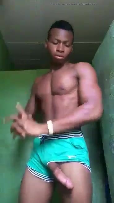 Black guy shows off his cock