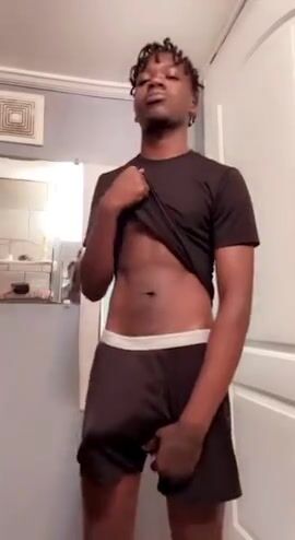Black teen boy cums hands free
