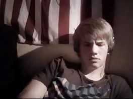 Blond american twink wanks big cock
