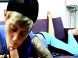 Blond boy sucks fat cock