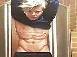 Sexy blond twink flexing tube show