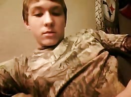 Blond stud jerks his cock in bathroom