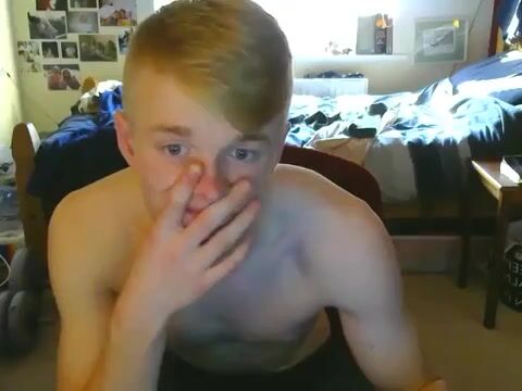 Blond teen twink wanking