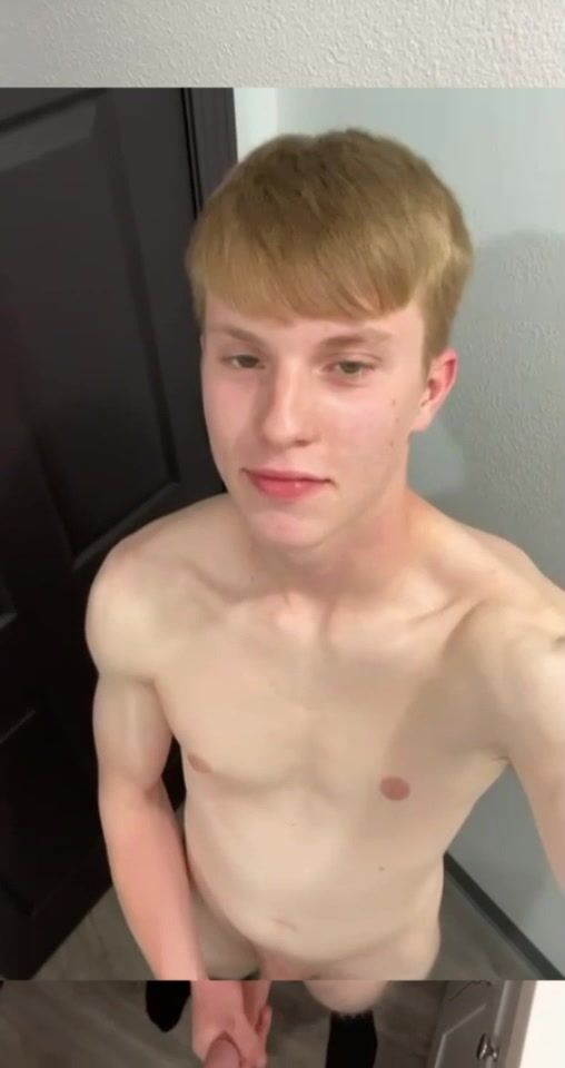 Cute blond teen shows off his smile