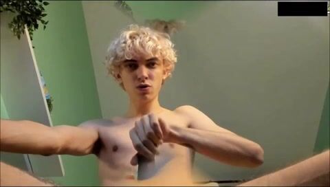 Blond twink boys cum hard on webcam